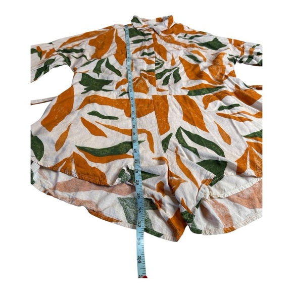 Dress Forum LA Orange Green Dropped Waist Collared Elasticized Sleeves Romper - Picture 10 of 16